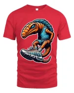 Funny Alien Sneakerhead Graphic T Shirt Cool Space Creature Tee - red t-shirt on white background