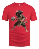 Savage Rat Warrior Graphic T Shirt Funny Tribal Mouse Tee - red t-shirt on white background