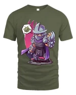 Funny Ninja Turtle Parody Graphic T Shirt Cartoon Villain Tee - military green t-shirt on white background