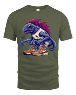 Funny Iguana Sneakerhead Graphic T Shirt Cool Lizard Street Tee - military green t-shirt on white background