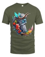 Mysterious Raven Book Pages Graphic T Shirt Dark Literary Tee - military green t-shirt on white background