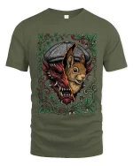 Split Personality Bunny Demon Graphic T Shirt Dark Humor Tee - military green t-shirt on white background