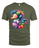 Cute Yarn Seahorse Knitting Lover Colorful Graphic T Shirt - military green t-shirt on white background