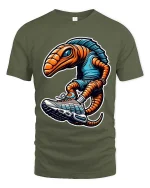 Funny Alien Sneakerhead Graphic T Shirt Cool Space Creature Tee - military green t-shirt on white background