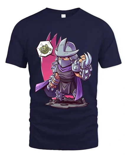 Funny Ninja Turtle Parody Graphic T Shirt Cartoon Villain Tee - navy t-shirt on white background
