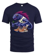 Funny Iguana Sneakerhead Graphic T Shirt Cool Lizard Street Tee - navy t-shirt on white background