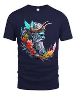 Mysterious Raven Book Pages Graphic T Shirt Dark Literary Tee - navy t-shirt on white background