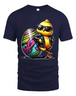 Cool Chick Rock Star Easter Egg Graphic T Shirt Funny Style - navy t-shirt on white background