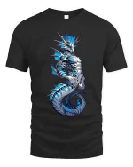 Blue Sea Dragon T Shirt Mythical Ocean Creature Fantasy Graphic Tee - black t-shirt on white background