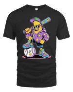 Cool Banana Baseball Player T Shirt Funny Cartoon Sports Tee - black t-shirt on white background