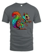 Neon Zombie Squirrel T Shirt Psychedelic Horror Animal Graphic Tee - gray t-shirt on white background