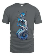 Blue Sea Dragon T Shirt Mythical Ocean Creature Fantasy Graphic Tee - gray t-shirt on white background
