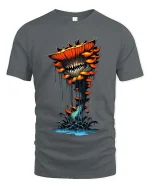 Creepy Carnivorous Mushroom Monster T Shirt Dark Fantasy Horror Tee - gray t-shirt on white background