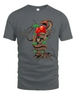 Snake And Apple Tree T Shirt Dark Mythology Nature Graphic Tee - gray t-shirt on white background