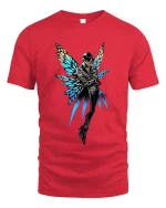 Stylish Fairy With Butterfly Wings T Shirt Dark Fantasy Graphic Tee - red t-shirt on white background