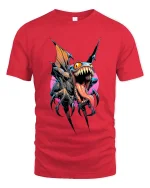 Savage Flying Monster Beast T Shirt Dark Fantasy Horror Graphic Tee - red t-shirt on white background