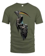 Grim Reaper Scythe Glow T Shirt Dark Gothic Death Art Tee - military green t-shirt on white background
