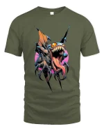 Savage Flying Monster Beast T Shirt Dark Fantasy Horror Graphic Tee - military green t-shirt on white background