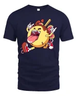 Funny Donut Rock Star T Shirt Cartoon Sweet Food Graphic Tee - navy t-shirt on white background