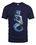 Blue Sea Dragon T Shirt Mythical Ocean Creature Fantasy Graphic Tee - navy t-shirt on white background
