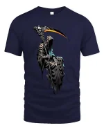 Grim Reaper Scythe Glow T Shirt Dark Gothic Death Art Tee - navy t-shirt on white background