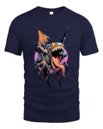 Savage Flying Monster Beast T Shirt Dark Fantasy Horror Graphic Tee - navy t-shirt on white background