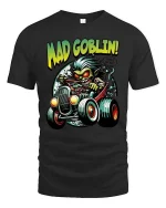 Mad Goblin Hot Rod Tshirt Crazy Driver Cartoon Street Style - black t-shirt on white background