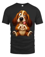 Funny Cute Basset Hound T Shirt Sweet Love Puppy Vibes - black t-shirt on white background