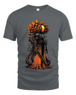 Dark Alien Warrior Graphic Tshirt Cosmic Horror Art Style - gray t-shirt on white background