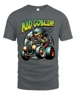 Mad Goblin Hot Rod Tshirt Crazy Driver Cartoon Street Style - gray t-shirt on white background