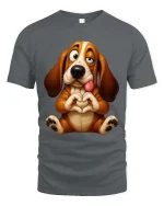 Funny Cute Basset Hound T Shirt Sweet Love Puppy Vibes - gray t-shirt on white background