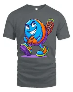 Funny Spring Character Tshirt Cool Cartoon Coil Toy Walking Art - gray t-shirt on white background