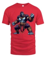 Mighty Gorilla Warrior Tshirt Fantasy Fighter Beast Graphic Art - red t-shirt on white background
