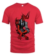Demon Gentleman Tshirt Dark Suit Monster Elegant Horror Style - red t-shirt on white background