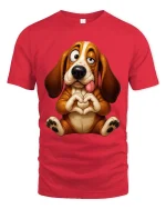 Funny Cute Basset Hound T Shirt Sweet Love Puppy Vibes - red t-shirt on white background