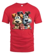 Cute Puppy Friends Tshirt Funny Dogs With Gift Cartoon Style - red t-shirt on white background