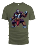 Mighty Gorilla Warrior Tshirt Fantasy Fighter Beast Graphic Art - military green t-shirt on white background