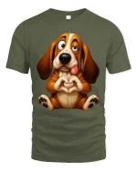 Funny Cute Basset Hound T Shirt Sweet Love Puppy Vibes - military green t-shirt on white background