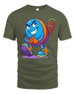 Funny Spring Character Tshirt Cool Cartoon Coil Toy Walking Art - military green t-shirt on white background