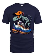 Sneakerhead Lizard Tshirt Cool Streetwear Gecko With Shoes Art - navy t-shirt on white background