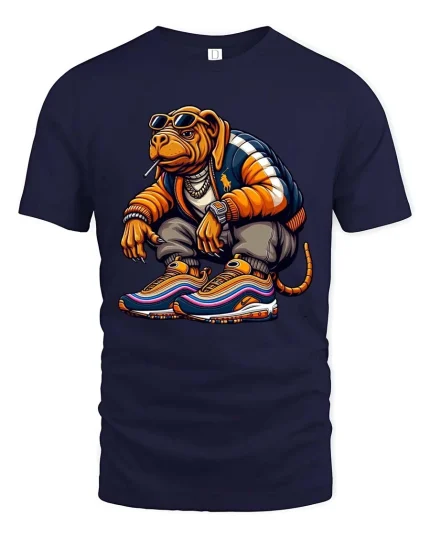 Street Swagger Bulldog T Shirt Cool Urban Hype Style - navy t-shirt on white background