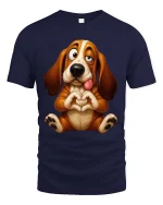 Funny Cute Basset Hound T Shirt Sweet Love Puppy Vibes - navy t-shirt on white background