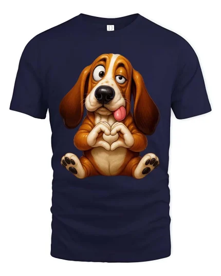 Funny Cute Basset Hound T Shirt Sweet Love Puppy Vibes - navy t-shirt on white background