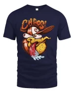 Chaos Duck T Shirt Funny Crazy Cartoon Duck Graphic - navy t-shirt on white background