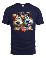 Cute Puppy Friends Tshirt Funny Dogs With Gift Cartoon Style - navy t-shirt on white background