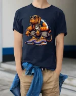Street Swagger Bulldog T Shirt Cool Urban Hype Style - model wearing navy tee with hands in pockets