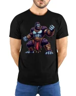 Mighty Gorilla Warrior Tshirt Fantasy Fighter Beast Graphic Art - model wearing black tee with hands behind back