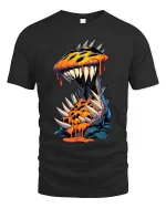 Spiky Monster Burst Graphic T Shirt Wild Creature Art Tee - black t-shirt on white background