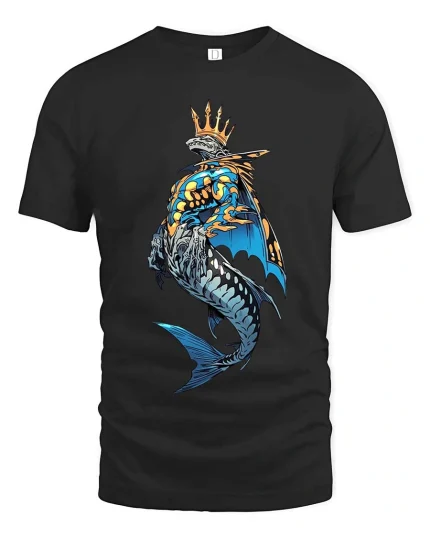 King Shark Crown T Shirt Bold Ocean Streetwear Style - black t-shirt on white background