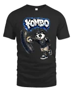 Funny Boxing Panda Kombo Graphic T Shirt Street Style Tee - black t-shirt on white background